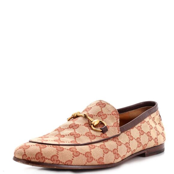 Gucci Women's Jordaan Loafers GG Canvas Brown - Picture 1 of 6
